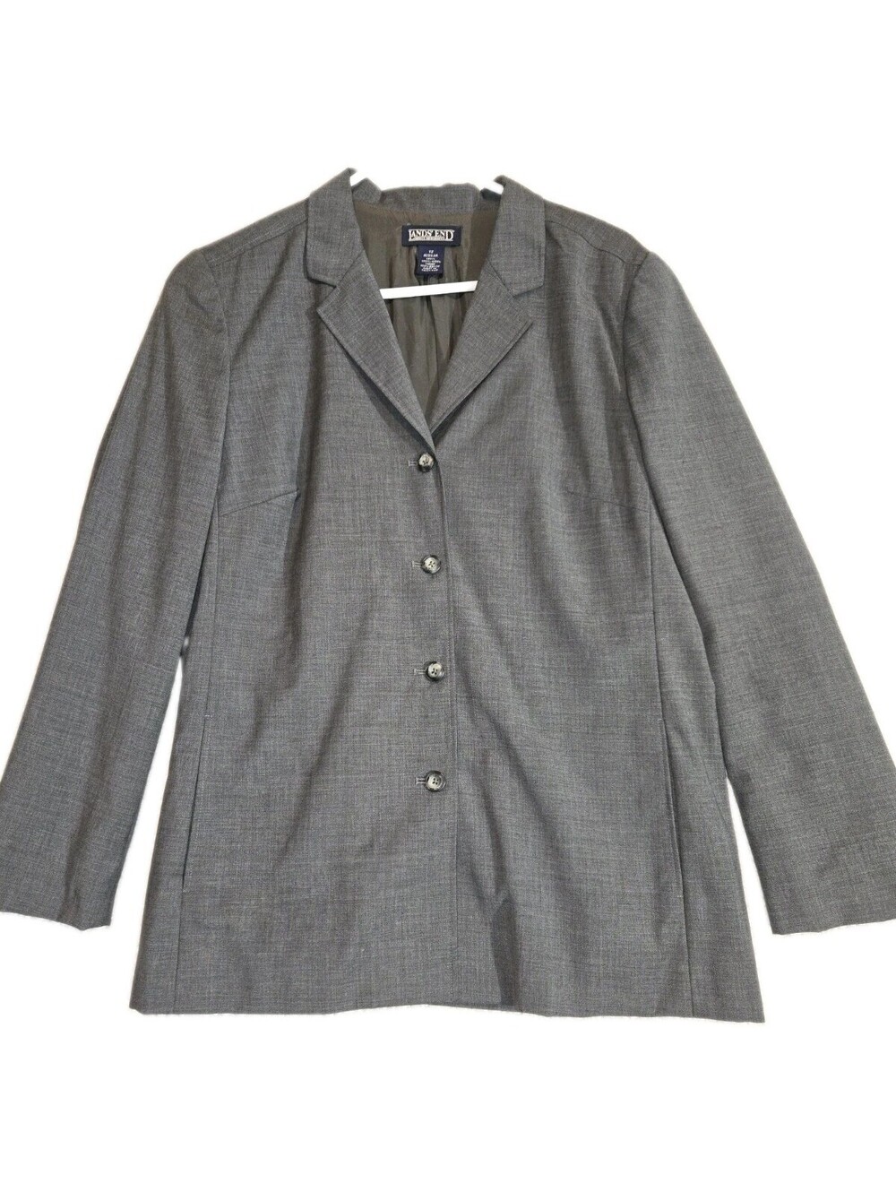 Land's End Blazer Jacket Gray Womenโs Size 12 Collared, Lined Long Sleeves